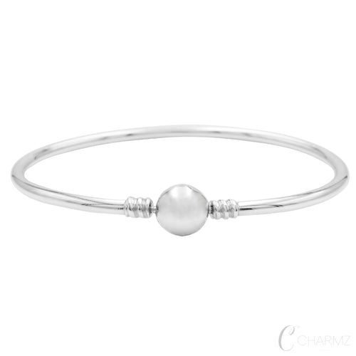 Plain Silver Charm Bangle
